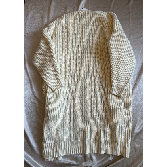 NEW Zara Wrap‎ Front Cream Ivory Cardigan Duster Sz Small Chunky Knit Trendy Lux - Picture 4 of 9